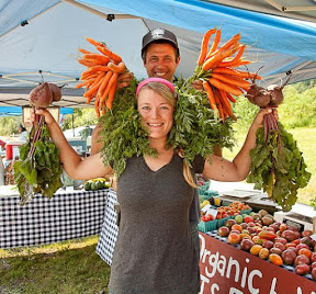 Karin Bellemare "Queen Beet and King Carrot" at the Barre Farmers' Market
